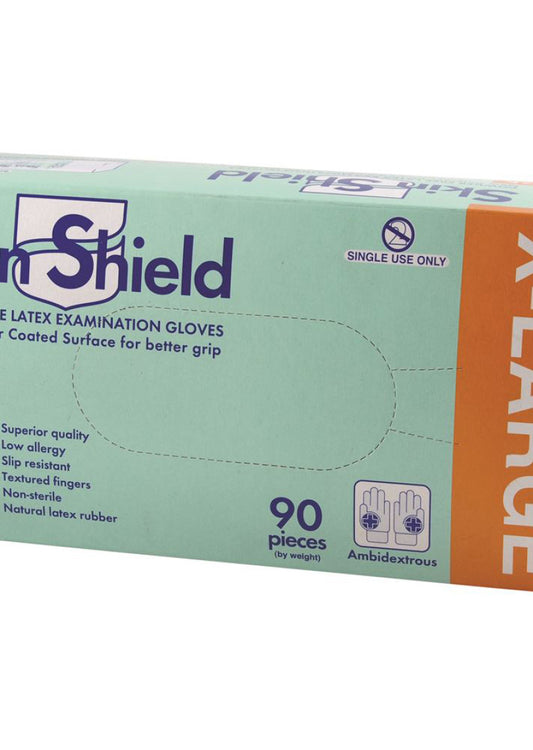 Skin Shield Latex Gloves Powder Free X Large x 90 Pack