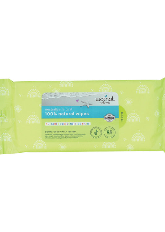 Wotnot Nat Wipes Natural (Baby) (Soft Pack Travel Case Refill) x 20 Pack