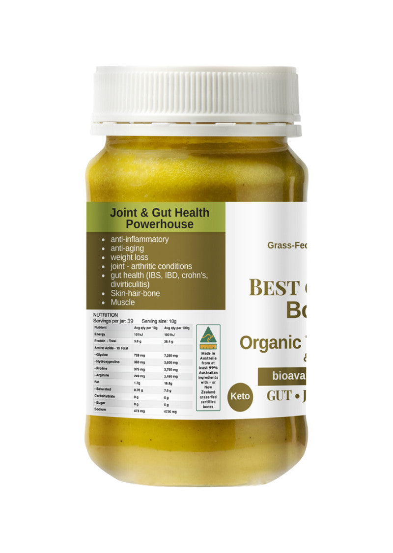 Best of the Bone Bone Broth Beef Concentrate Organic Turmeric Ginger Black Pepper 390g