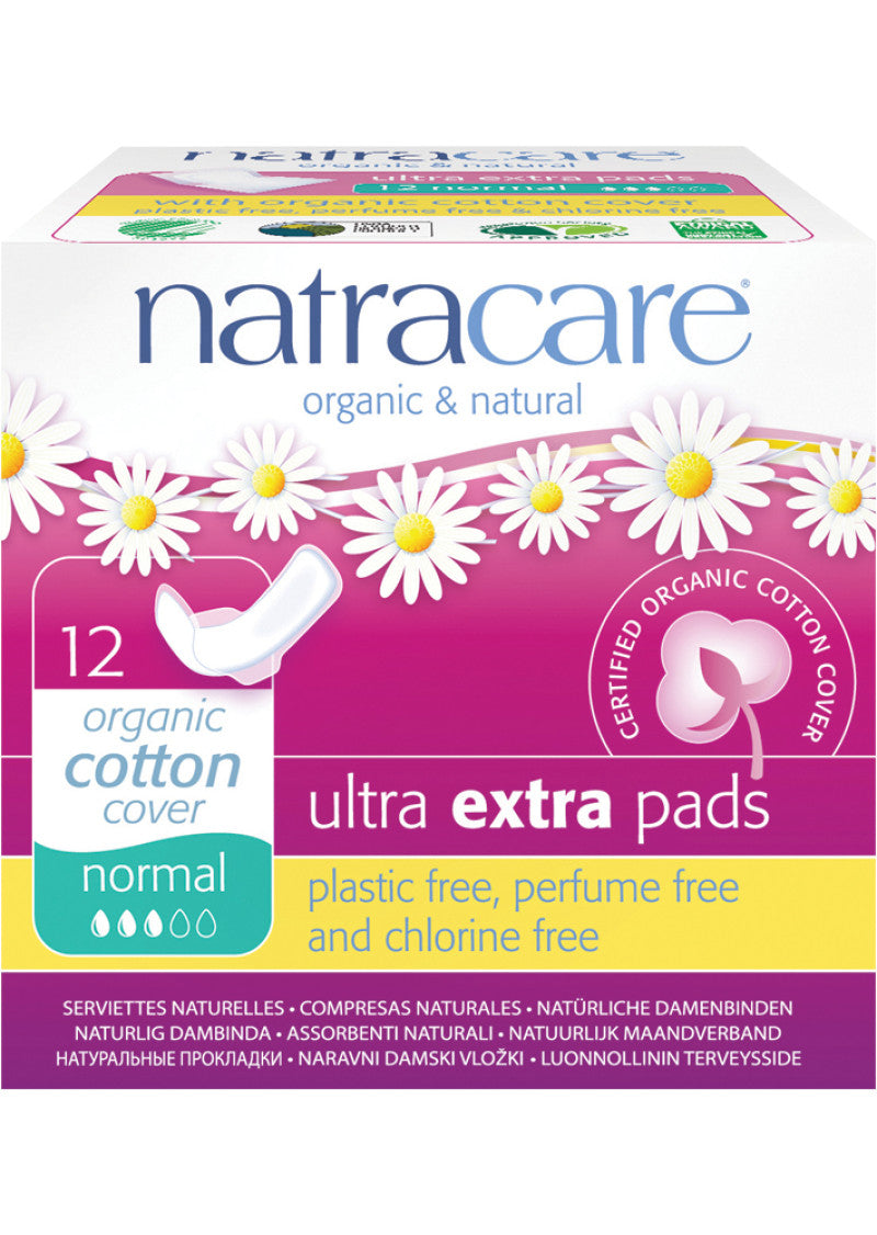 Natracare Pads w Org Cotton Cover Ultra Extra Regular x 12 Pack