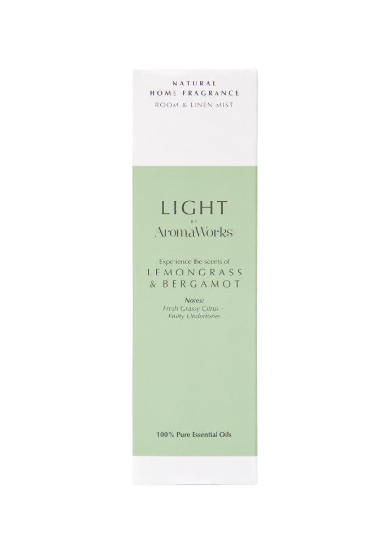 AromaWorks Light Room and Linen Mist Lemongrass and Bergamot 100ml