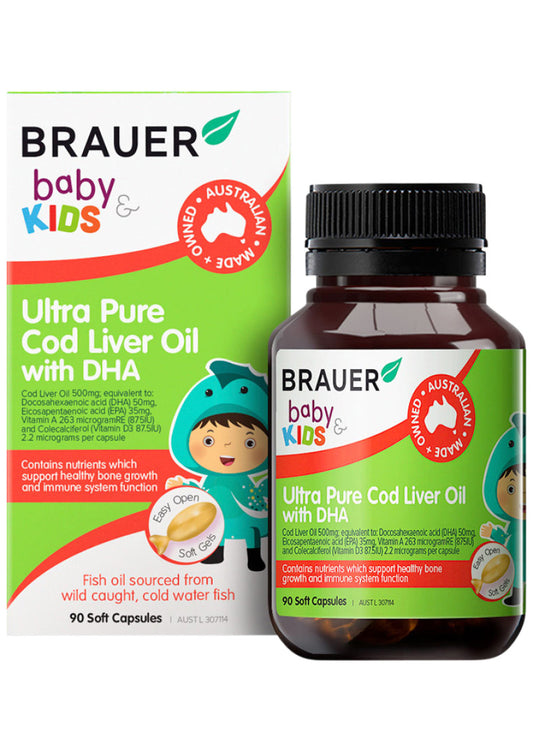 Brauer Baby Kids Ultra Pure Cod Liver Oil with DHA 90c