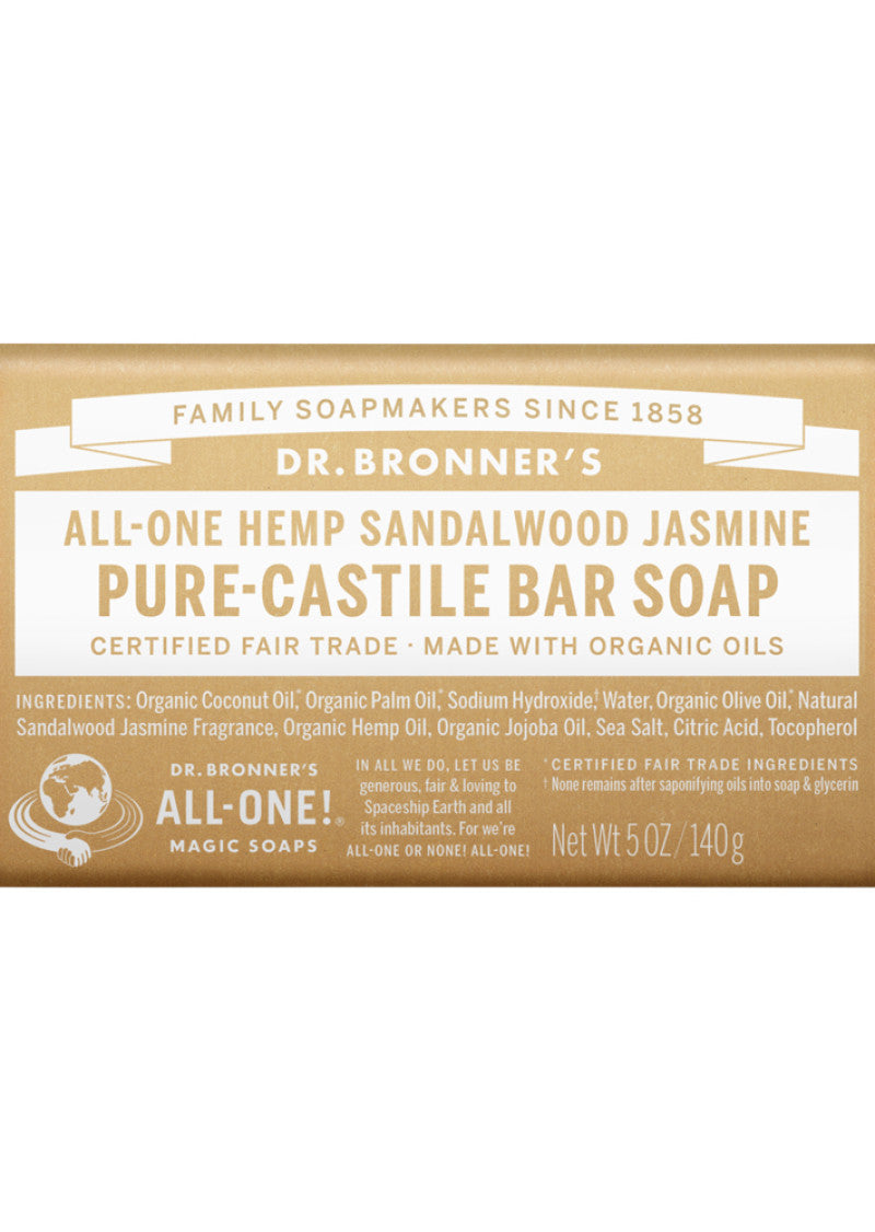 Dr. Bronner's Pure Castile Bar Soap (Hemp All One) Sandalwood Jasmine 140g