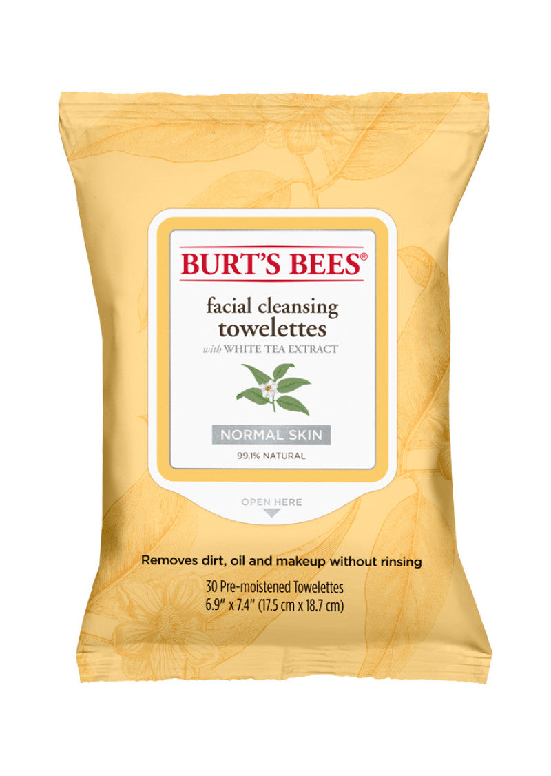 Burts Bees Facial Cleansing Towelettes Normal Skin (with White Tea Extract) x 30 Pack