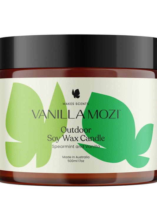 Vanilla Mozi Candle Soy Wax Outdoor Spearmint and Vanilla 500ml