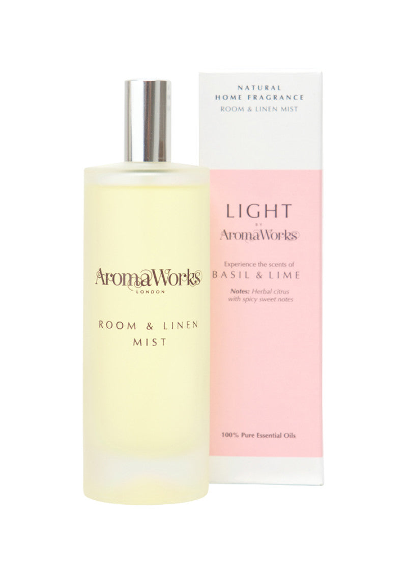 AromaWorks Light Room and Linen Mist Basil and Lime 100ml