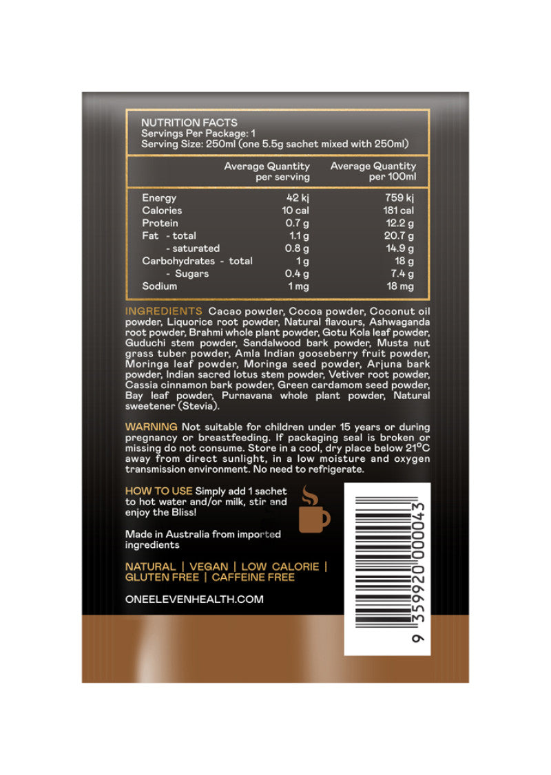 One Eleven Bliss Latte Hot Chocolate Sachet 5.5g x 20 Pack