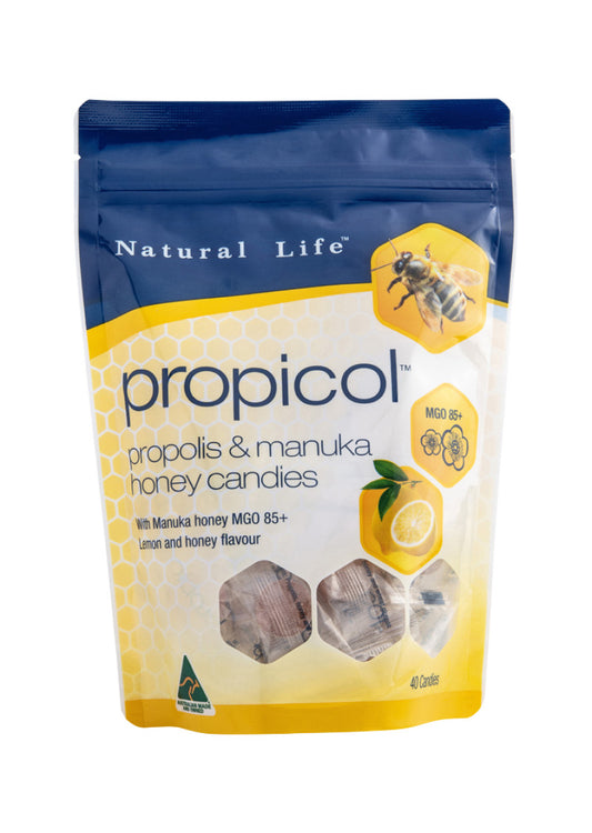 Natural Life Propicol (Propolis Manuka Candies) Lemon Honey x 40 Pack