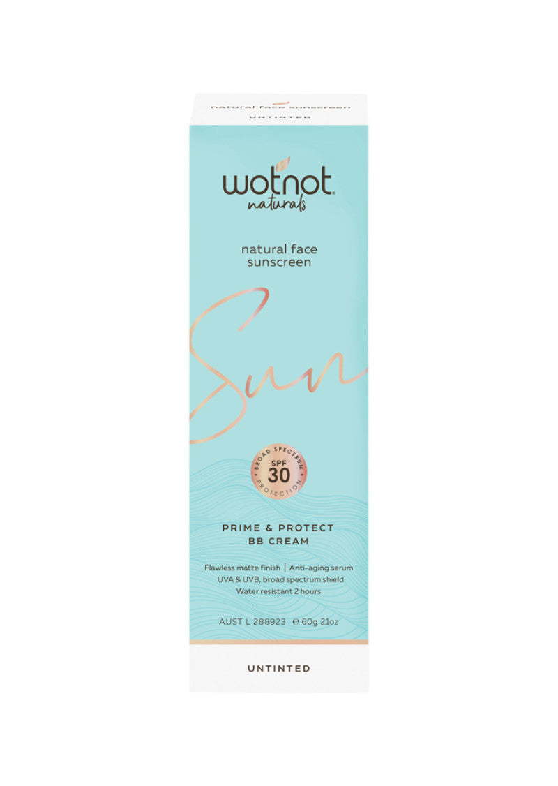 Wotnot Nat Natural Sunscreen Face SPF 30 (Prime and Protect BB Cream) Untinted 60g