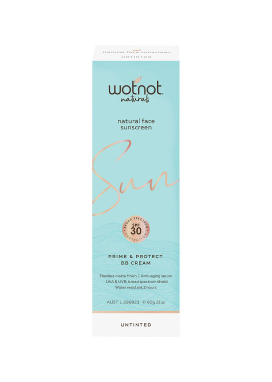 Wotnot Nat Natural Sunscreen Face SPF 30 (Prime and Protect BB Cream) Untinted 60g