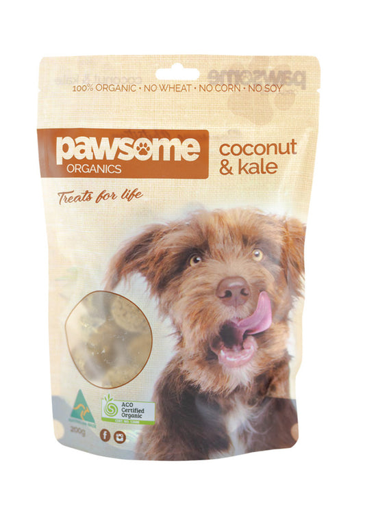 Pawsome Organics Org Pet Treats Coconut and Kale 200g