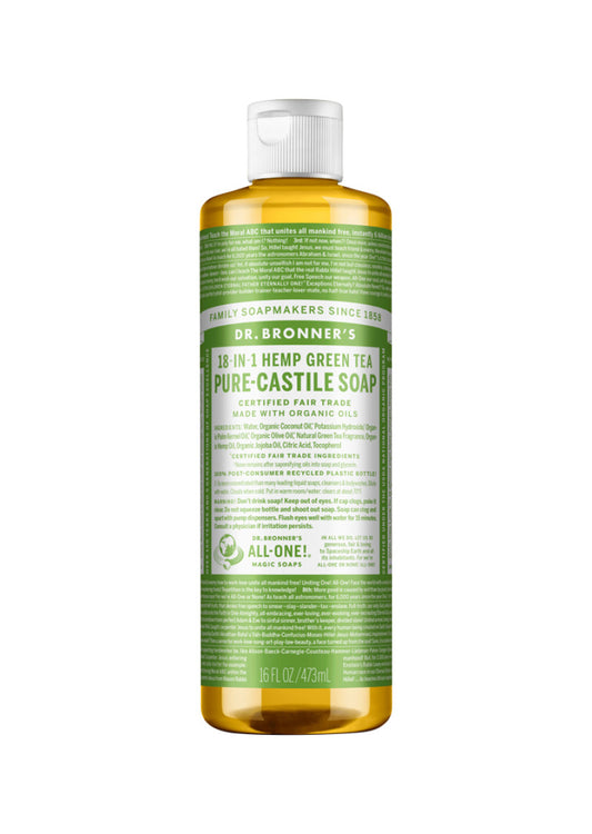 Dr. Bronner's Pure Castile Soap Liquid (Hemp 18 in 1) Green Tea 473ml