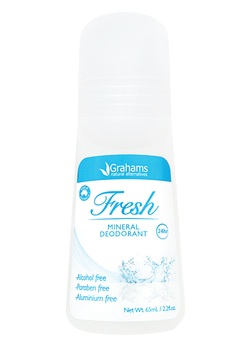 Grahams Natural Mineral Deodorant Roll On Fresh 65ml