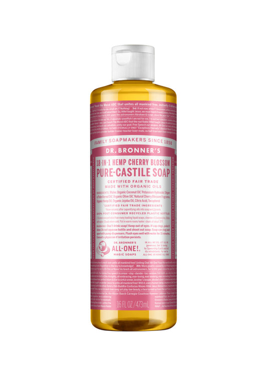 Dr. Bronner's Pure Castile Soap Liquid (Hemp 18 in 1) Cherry Blossom 473ml