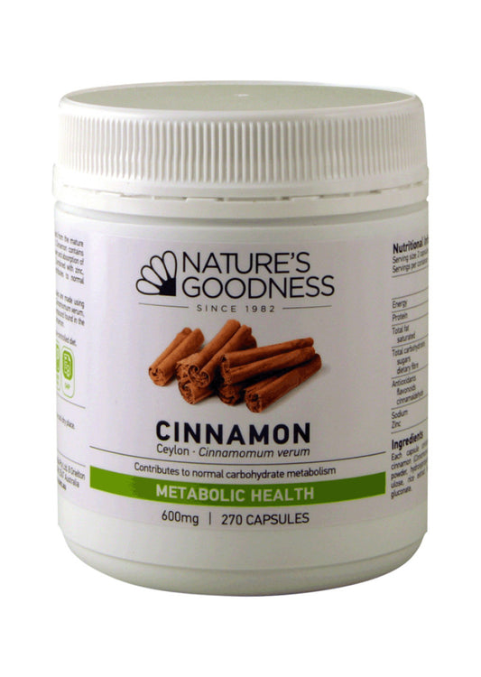 Nat Goodness Cinnamon 600mg 270c