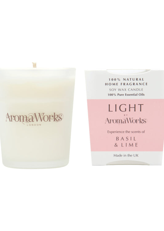 AromaWorks Light Candle Basil and Lime Small 75g