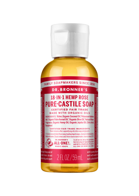 Dr. Bronner's Pure Castile Soap Liquid (Hemp 18 in 1) Rose 59ml