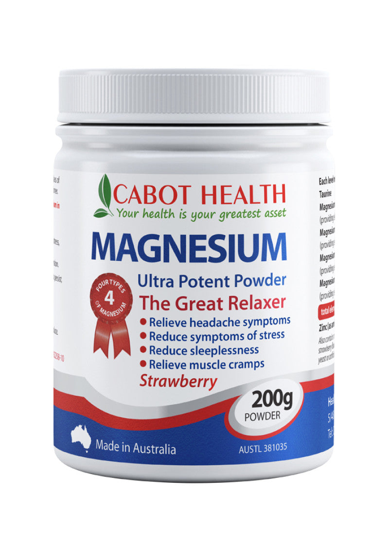 Cabot Health Magnesium Ultra Potent Strawberry Powder 200g